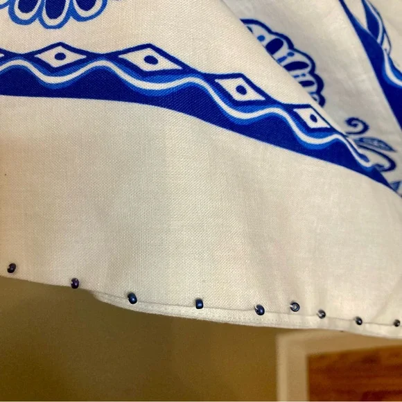 NEW FARM Rio Off-White Shell Garden
Midi Dress Beaded Straps Linen Blue Size XL - Picture 11 of 16